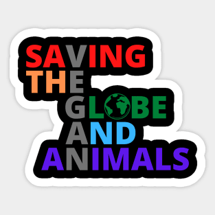 Vegan Rainbow Saving The Globe And Animals Sticker